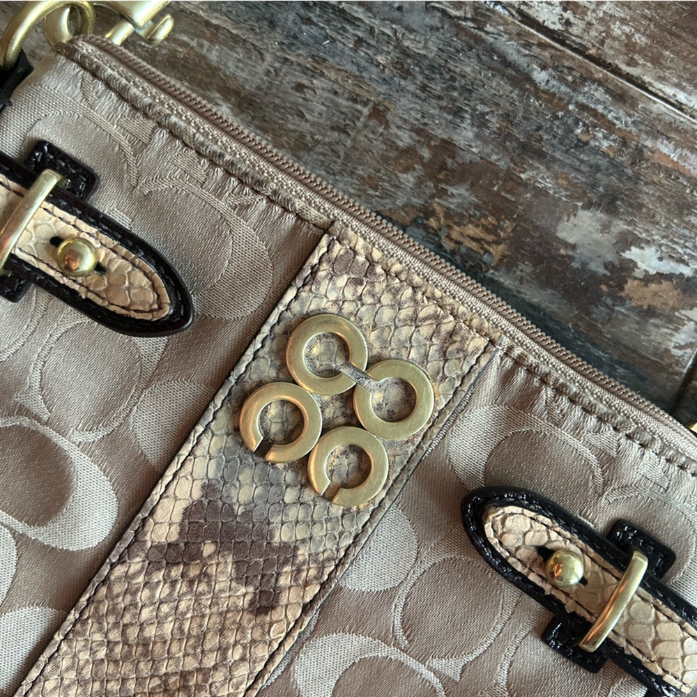Coach Colette Signature Python Snakeskin Print Sa… - image 6